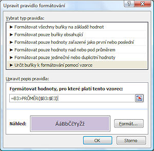 Formátování pomocí vzorce